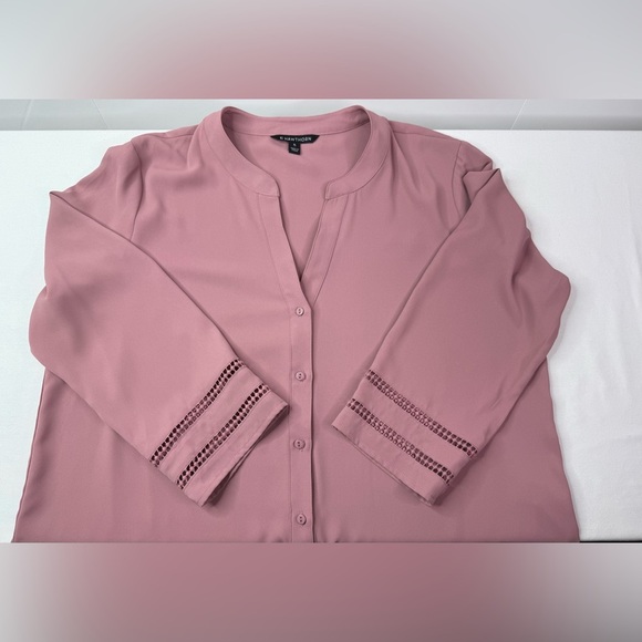 41 Hawthorn Light Pink Mauve Pullover Blouse Lattice Cut Out Sleeves Size XL - Picture 5 of 9